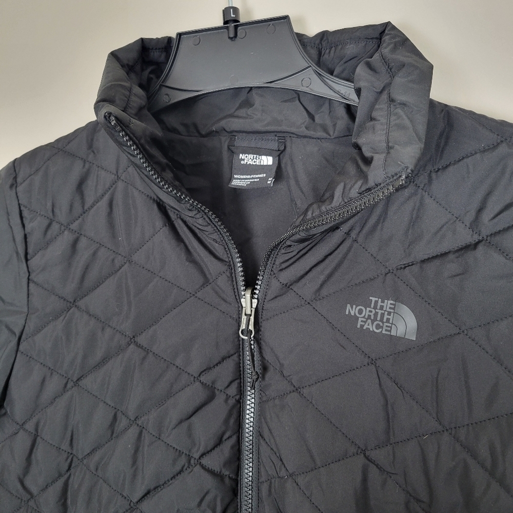 North Face Primaloft Quilted Black Jacket Coat Womens Medium Full Zip
